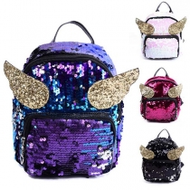 Chic Style Contrast Color Wings Sequin Backpack