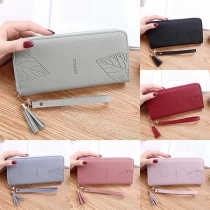 Fashion Solid Color Long-style Wallet with Hand Strap 