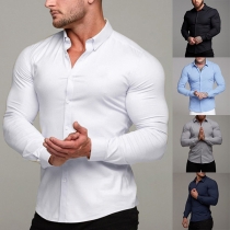 Fashion Solid Color Long Sleeve Men's Shirt