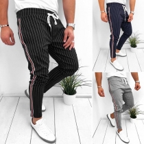 Fashion Drawstring Waist Men's Striped Casual Pants 