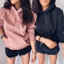 Fashion Solid Color Long Sleeve Hoodie