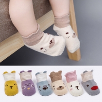 Cute Cartoon Printed Contrast Color Baby Floor Socks -2 pairs/Set