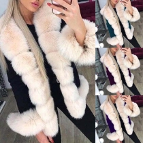 Fashion Long Sleeve Faux Fur Spliced Collar Coat