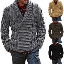 Fashion Solid Color Double-breasted Man's Sweater Coat