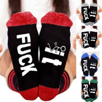 Creative Style Contrast Color Letters Printed Socks  2 pairs/set