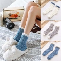 Fashion Contrast Color Plush Socks  2 pairs/set