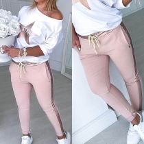 Fashion Star Printed Long Sleeve Sweatshirt + Pants Two-piece Set
