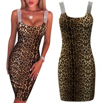 Sexy Backless Leopard Printed Slim Fit Sling Dress