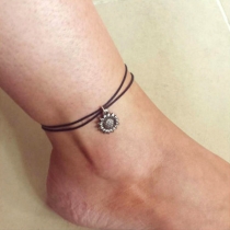 Simple Style Sunflower Pendant Dual-layer Anklet