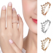 Fashion Rhinestone Inlaid Crown Shaped Ring
