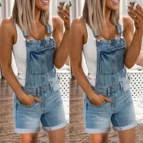 Fashion High Waist Slim Fit Denim Overalls Shorts