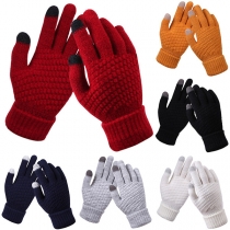 Fashion Contrast Color Knit Gloves