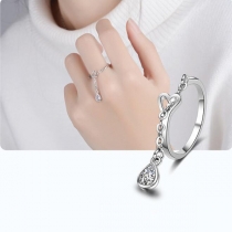 Fashion Rhinestone Inlaid Heart Ring