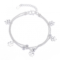 Fashion Clover Pendant Silver-tone Bracelet