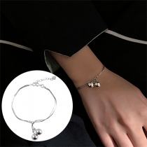 Simple Style Bell Pendant Silver-tone Bracelet