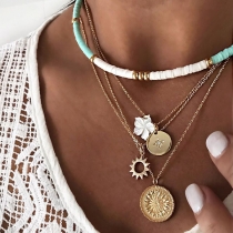 Fashion Flower Pendant Multi-layer Necklace