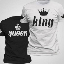 Casual Style Crown Letters Printed Short Sleeve Round Neck Couple T-shirt