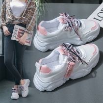 Casual Style Contrast Color Lace-up Sneakers