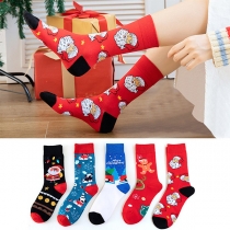 Cute Cartoon Christmas Printed Breathable Socks -  2 Pair/Set