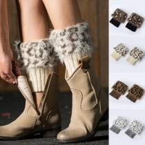 Fashion Flanging Leopard Printed Knit Leg Warmer