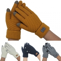 Fashion Contrast Color Knit Telefingers Gloves