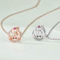 Cute Style Rhinestone Inlaid Rabbit Pendant Necklace