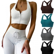 Sporty Three-Set For Jogging, Running,Yoga，Consist Of Sleeveless Crop Top, Pants And Long Sleeve Jacket