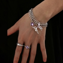 Fashion Liquid Metal Design Rhinestone Butterfly Pendant Bracelet