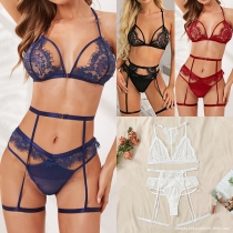 Sexy Contrast Color Lace Spliced Two-piece Lingerie Set