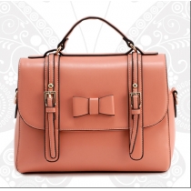 Sweet Candy Color Bowknot Strap Buckle Tote Handbag Shoulder Bag