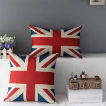 American / British Flag / Eiffel Tower Print Throw Pillow Home Decor 