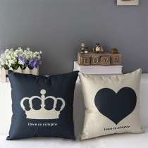 Crown / Heart Print Square Throw Pillow Office Home Decor