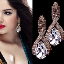 Fashion Rhinestone Water-drop Shaped Crystal Earrings