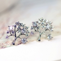 Fashion Rhinestone Tree-shaped Stud Earrings