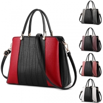 Fashion Contrast Color Handbag with Detachable Shoulder Strap