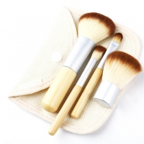 Professional Beauty Original Wood Holder 4 Pcs Makeup Cosmetic Brushes Set