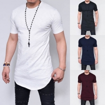 Simple Style Short Sleeve Round Neck Solid Color Men's T-shirt 