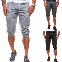 Fashion Solid Color Knee-length Sports Shorts for Men 