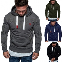 Fashion Solid Color Long Sleeve Slim Fit Men's Hoodie