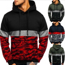 Fashion Contrast Color Camouflage Printed Men's Hoodie