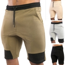 Casual Style Drawstring Waist Men's Knee-length Shorts 