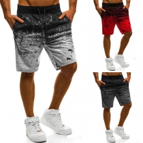 Fashion Drawstring Waist Printed Men's Knee-length Shorts 