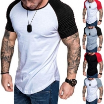 Fashion Contrast Color Short Sleeve Round Neck Man's T-shirt