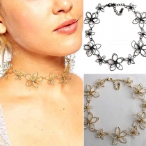 Sweet Style Hollow Out Flowers Choker Necklace