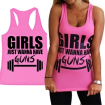 Stylish Girls Just Wanna Have Guns Graphic Racerback Tank