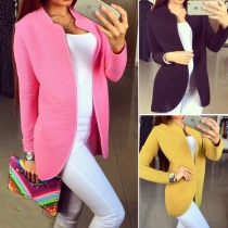 Fashion Solid Color Long Sleeves Open-Front Coat