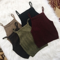 Fashion Solid Color Knit Cami Top