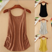 Fashion Solid Color Round Neck Casual Tank Top