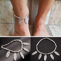 Ethnic Style Feather Pendant Alloy Anklet 