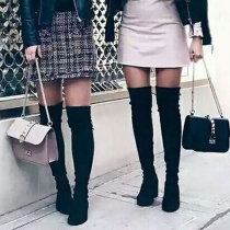 Fashion Solid Color Thick High-heeled Over-the-knee Boots